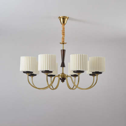 Lighom traditional branch cylinder wood chandeliers in iron fabric wood