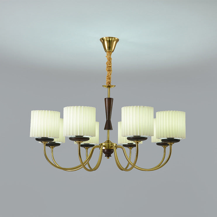 Traditional cylinder branch chandeliers in iron fabric wood