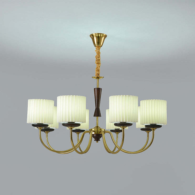 Traditional cylinder branch chandeliers in iron fabric wood