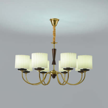 Traditional cylinder branch chandeliers in iron fabric wood