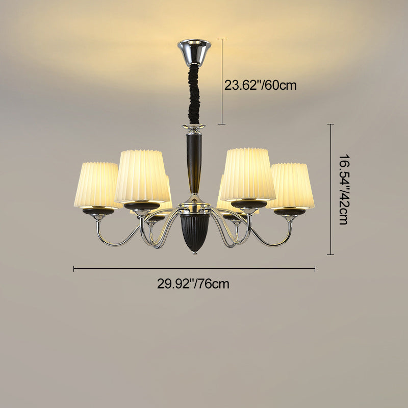 French Iron Wood Fabric Round Chandelier — 8 / 220V-240V For UK/AU