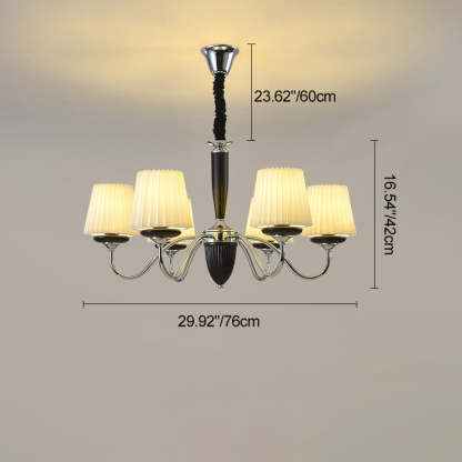 French Iron Wood Fabric Round Chandelier — 8 / 220V-240V For UK/AU