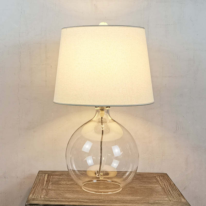 Traditional Rustic Glass Fabric Round Lamp