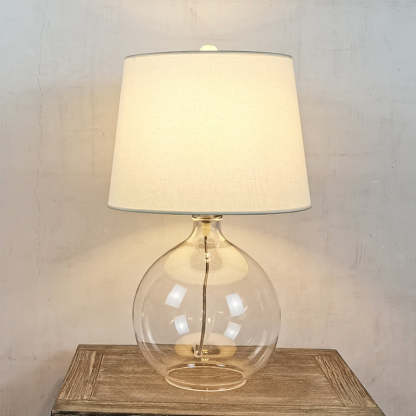 Traditional Rustic Glass Fabric Round Lamp