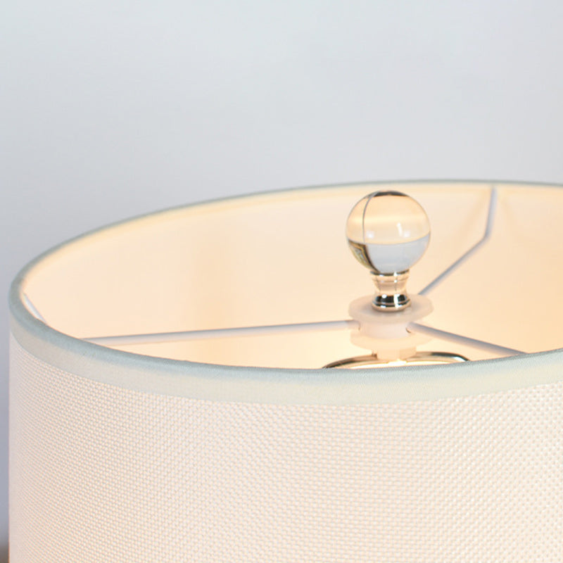 Traditional Rustic Glass Fabric Round Lamp