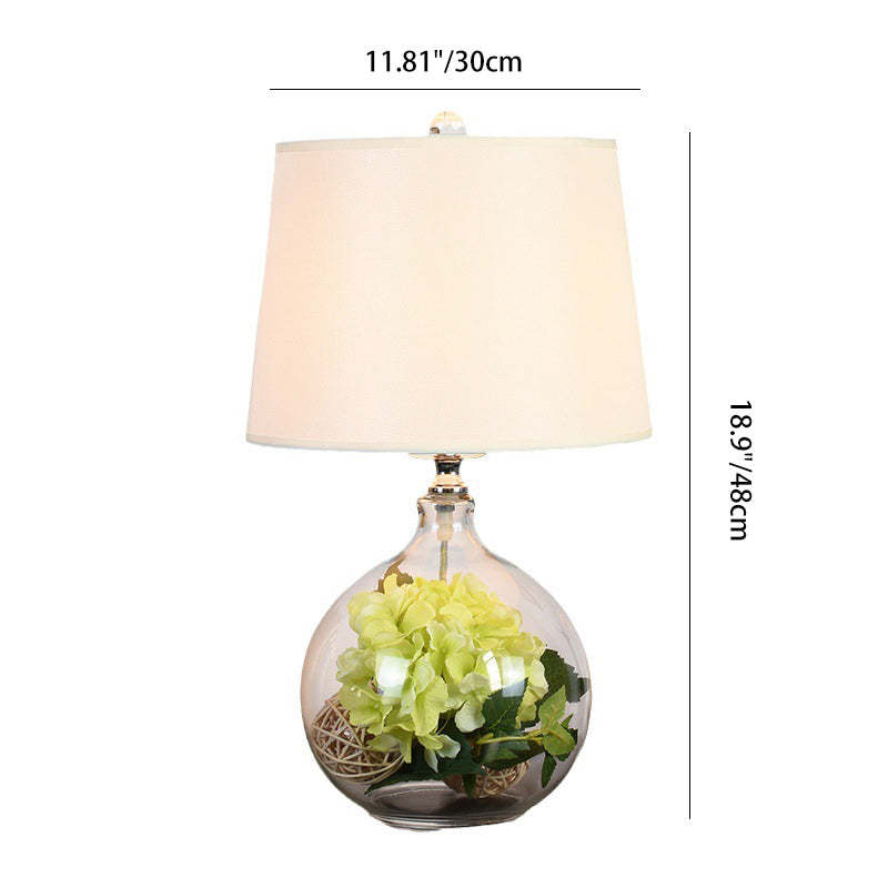Traditional Rustic Glass Fabric Round Lamp