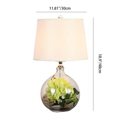 Traditional Rustic Glass Fabric Round Lamp