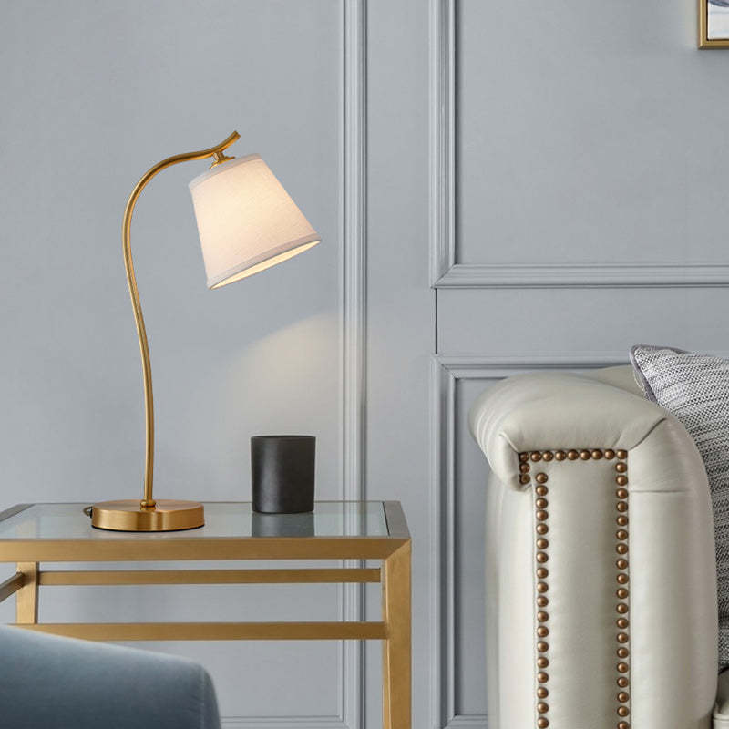 Minimalist Brass Fabric Round Table Lamp