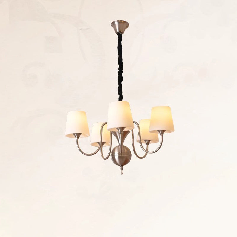 French Alloy Glass Curved Round Chandelier