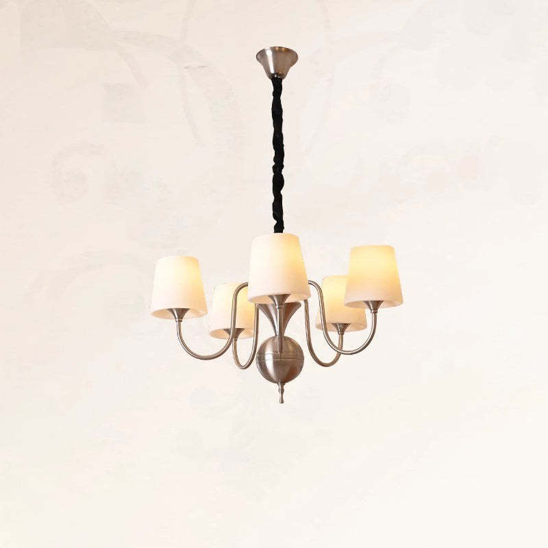 French Alloy Glass Curved Round Chandelier