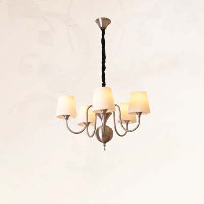 French Alloy Glass Curved Round Chandelier