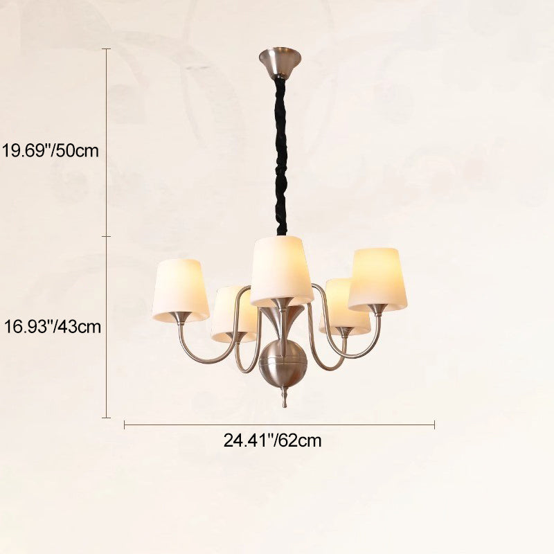 French Alloy Glass Curved Round Chandelier