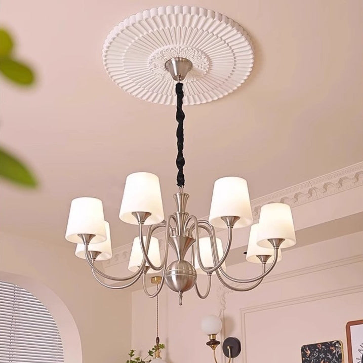 French Alloy Glass Curved Round Chandelier