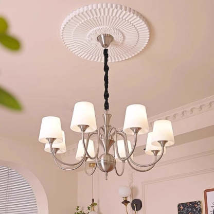 French Alloy Glass Curved Round Chandelier