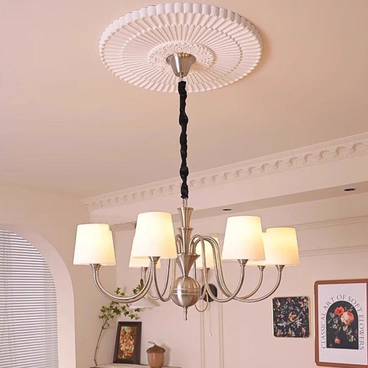 French Alloy Glass Curved Round Chandelier