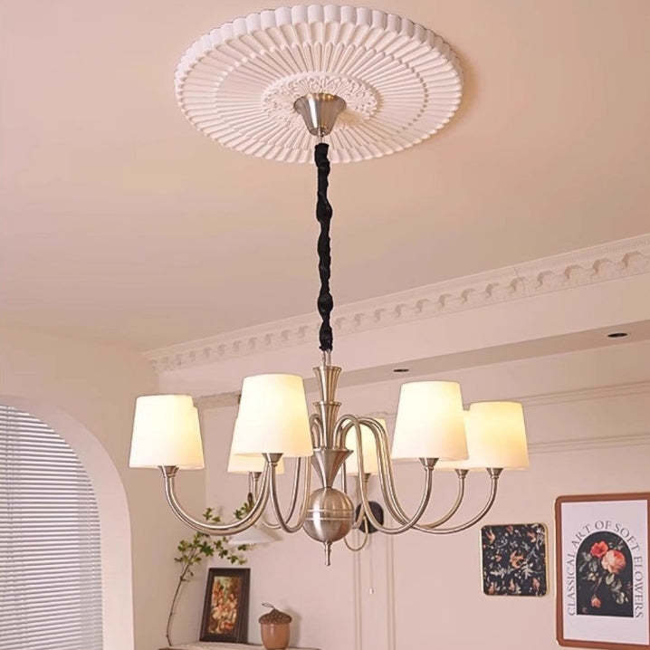 French Alloy Glass Curved Round Chandelier