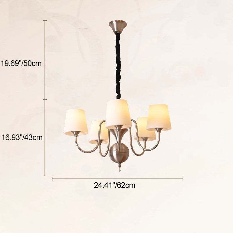 French Alloy Glass Curved Round Chandelier