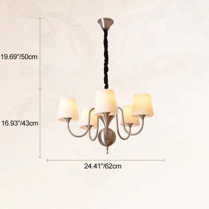 French Alloy Glass Curved Round Chandelier