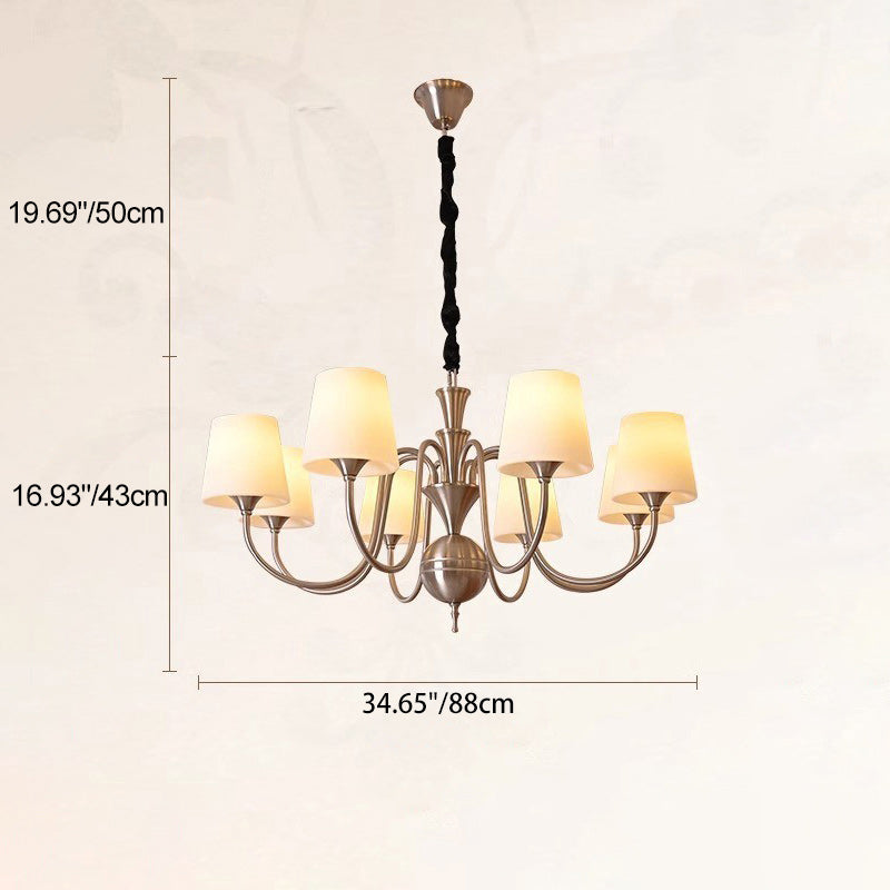 French Alloy Glass Curved Round Chandelier