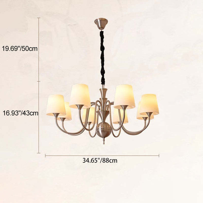 French Alloy Glass Curved Round Chandelier