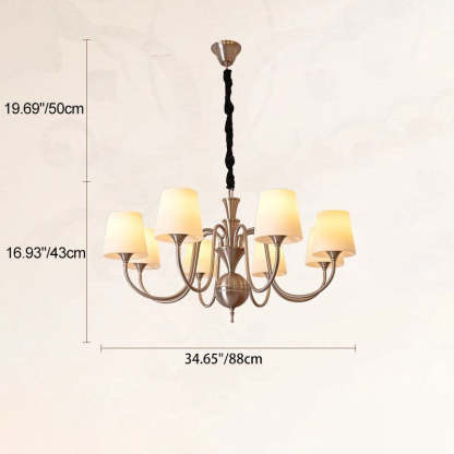French Alloy Glass Curved Round Chandelier
