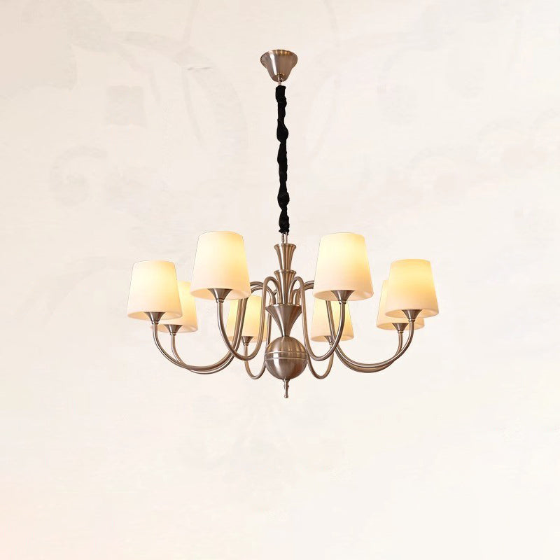 French Alloy Glass Curved Round Chandelier