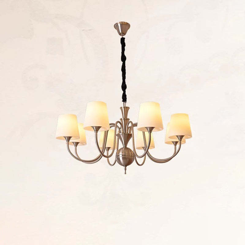 French Alloy Glass Curved Round Chandelier