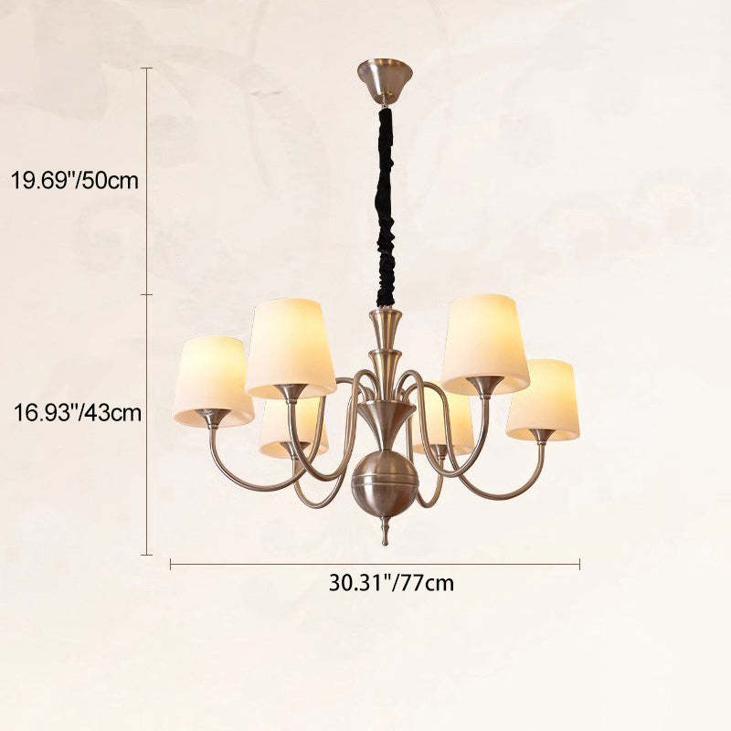 French Alloy Glass Curved Round Chandelier