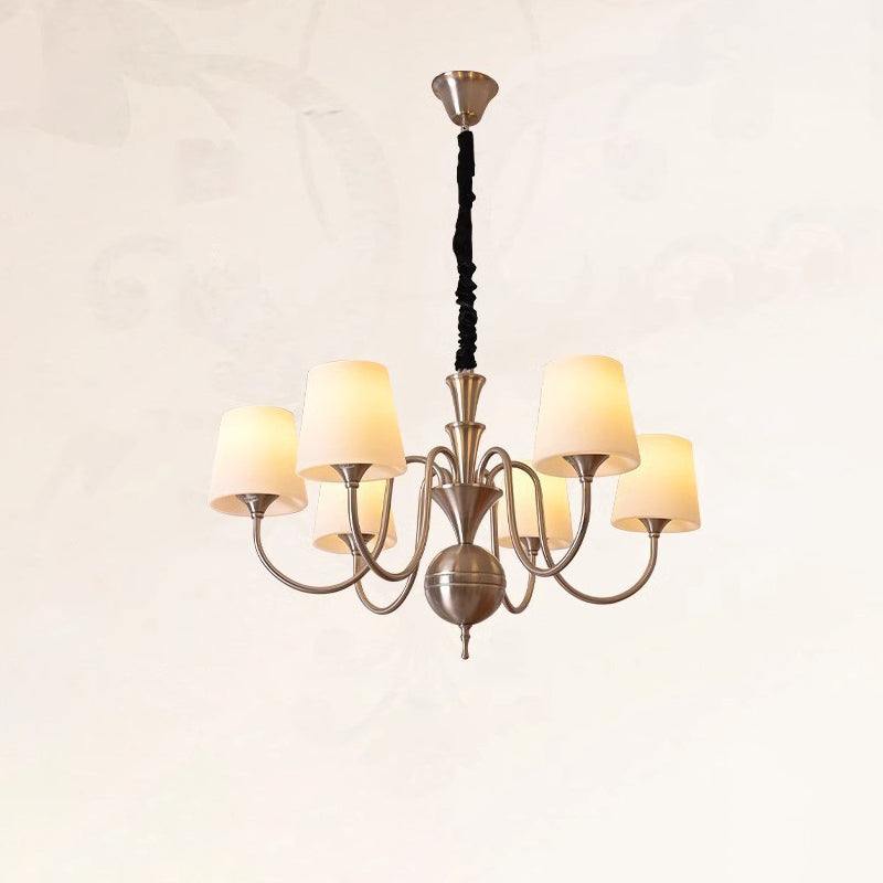 French Alloy Glass Curved Round Chandelier