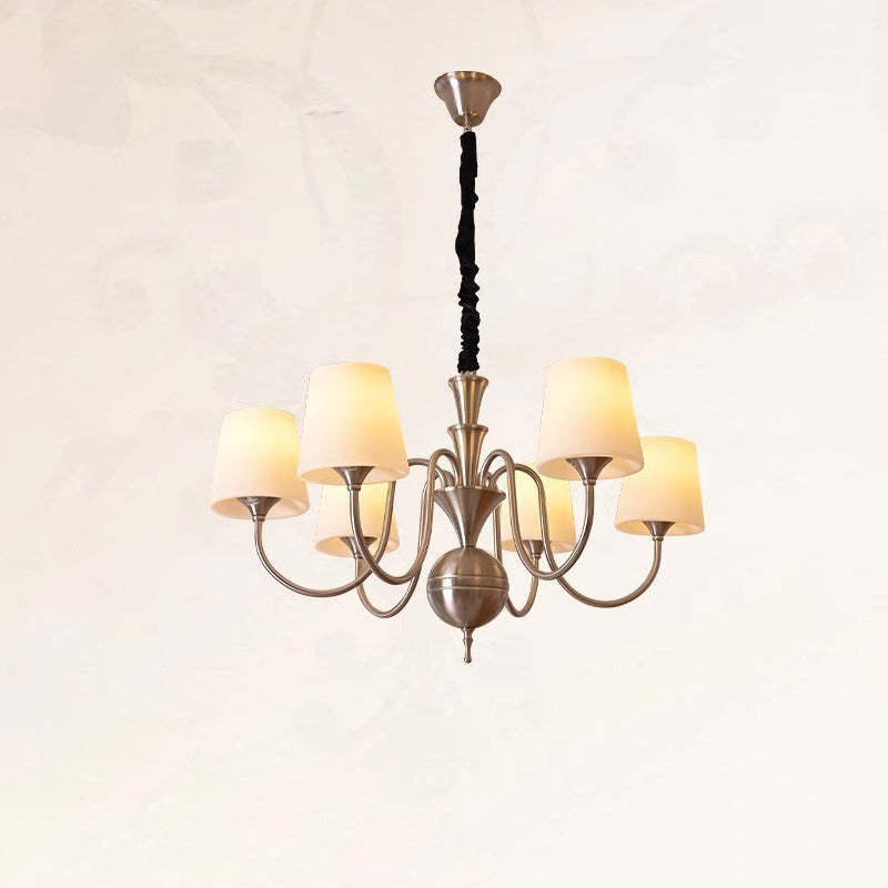 French Alloy Glass Curved Round Chandelier