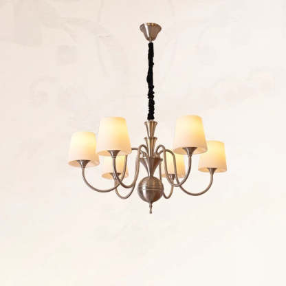 French Alloy Glass Curved Round Chandelier