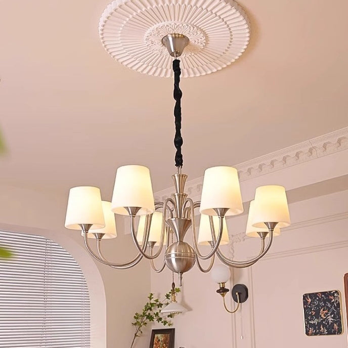 French Alloy Glass Curved Round Chandelier