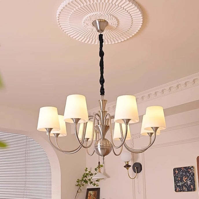French Alloy Glass Curved Round Chandelier