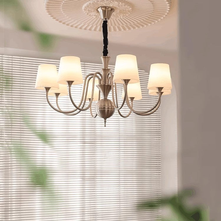 French Alloy Glass Curved Round Chandelier