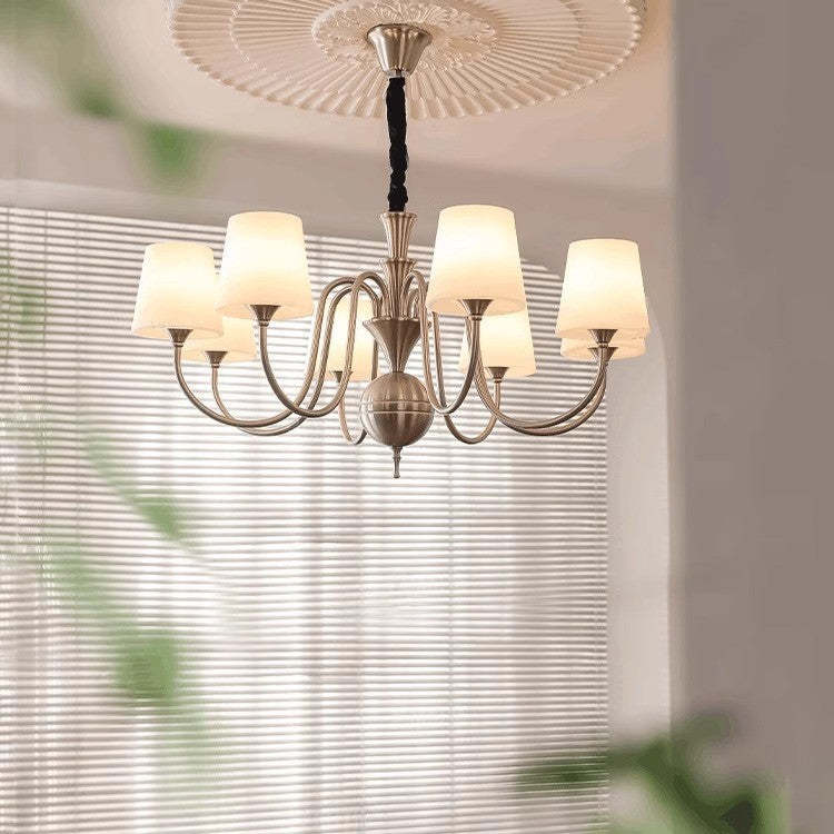 French Alloy Glass Curved Round Chandelier