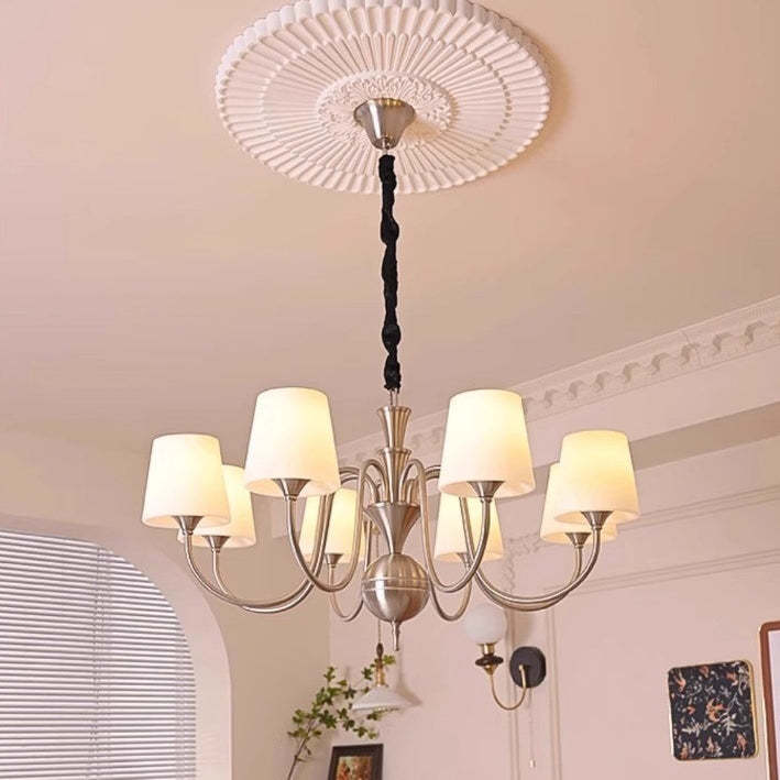 French Alloy Glass Curved Round Chandelier