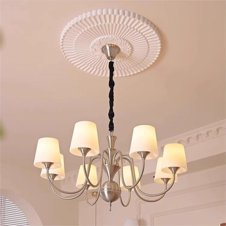 French Alloy Glass Curved Round Chandelier