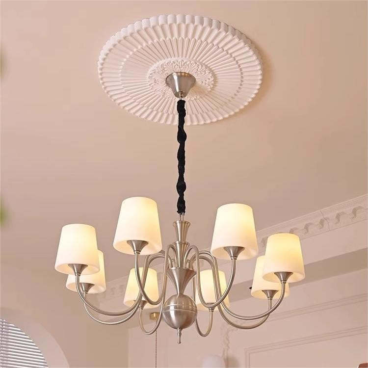 French Alloy Glass Curved Round Chandelier