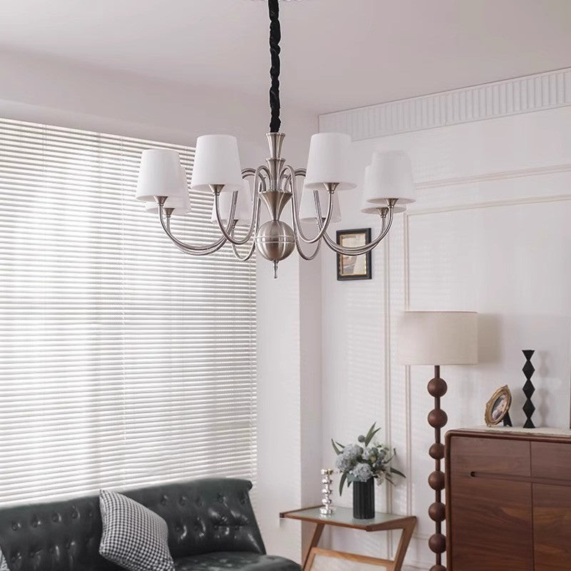 French Alloy Glass Curved Round Chandelier