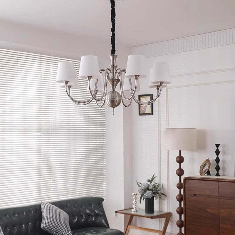 French Alloy Glass Curved Round Chandelier