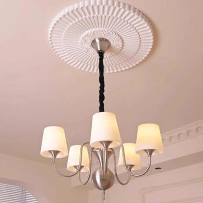 French Alloy Glass Curved Round Chandelier