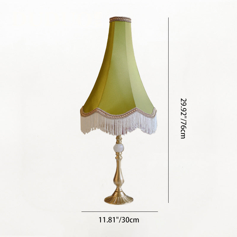 Vintage Brass Fabric Conical Table Lamp