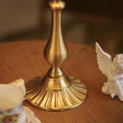 Vintage Brass Fabric Conical Table Lamp
