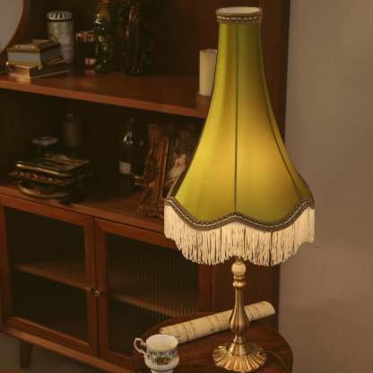 Vintage Brass Fabric Conical Table Lamp
