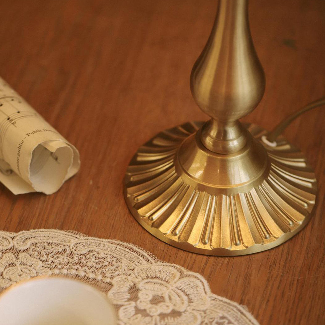 Vintage Brass Fabric Conical Table Lamp