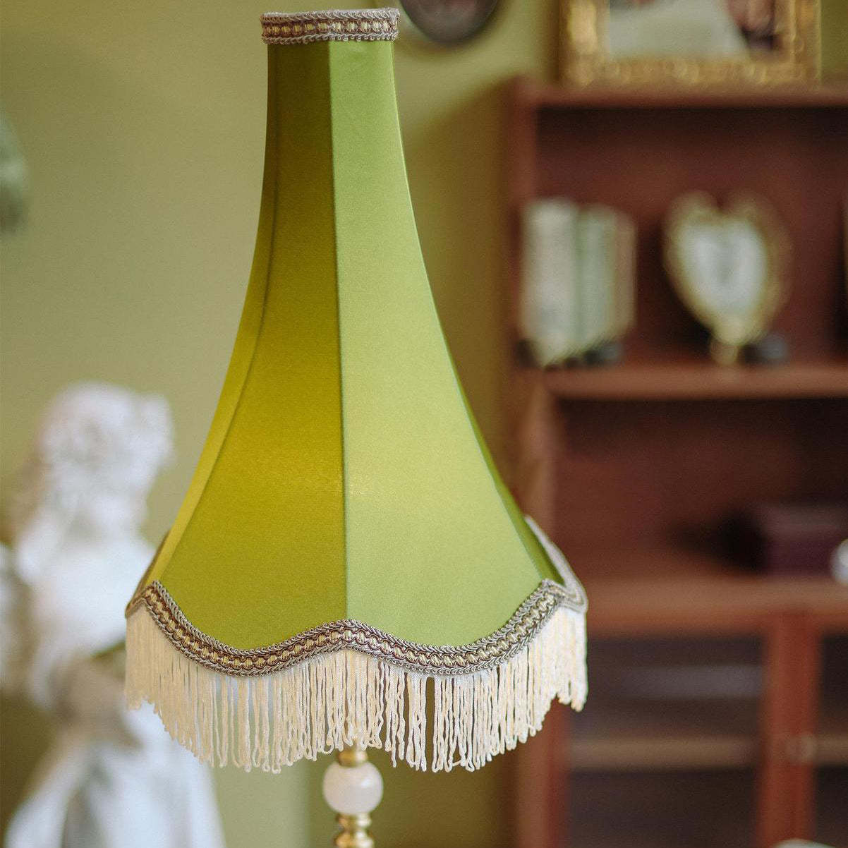 Vintage Brass Fabric Conical Table Lamp