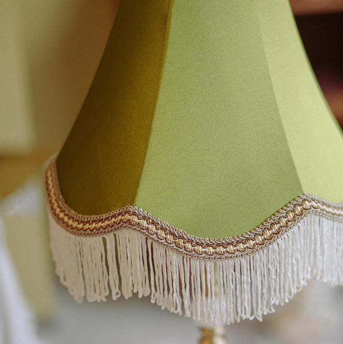 Vintage Brass Fabric Conical Table Lamp