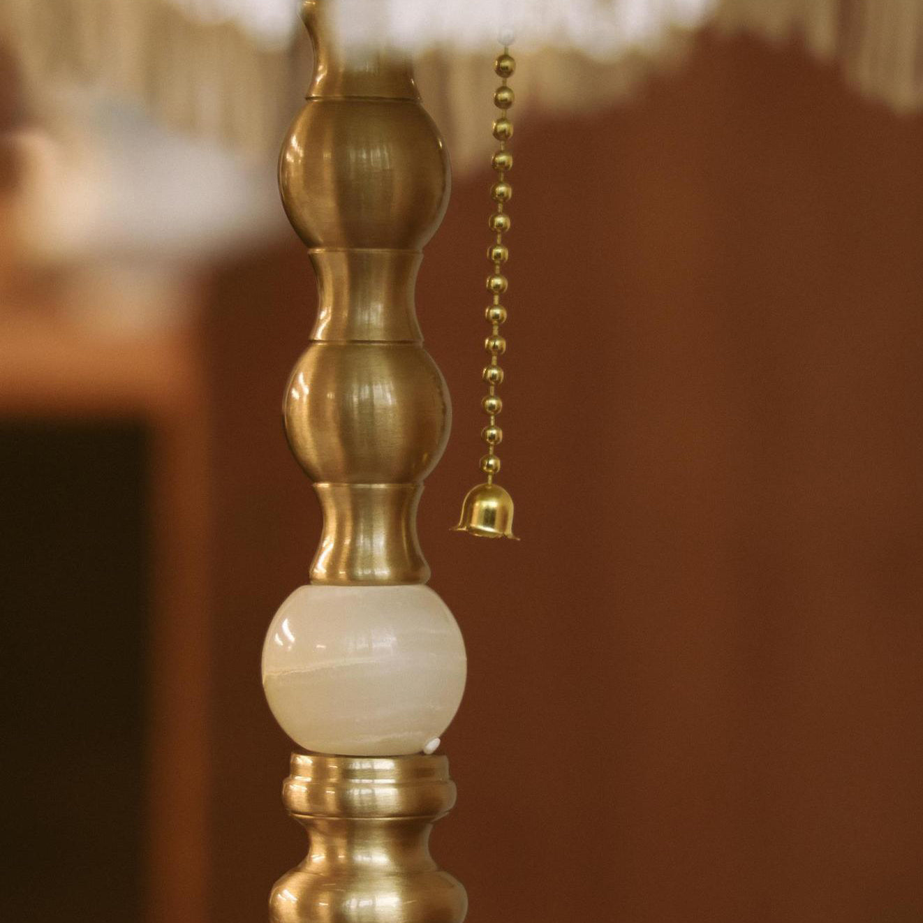 Vintage Brass Fabric Conical Table Lamp
