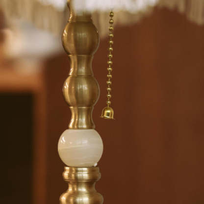 Vintage Brass Fabric Conical Table Lamp
