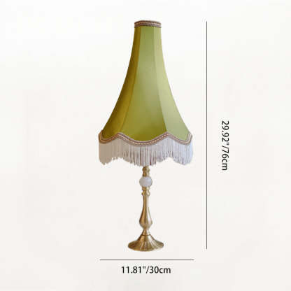 Vintage Brass Fabric Conical Table Lamp